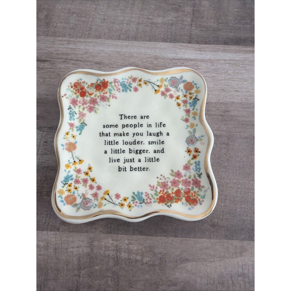 Natural Life ‘Laugh Louder, Smile Bigger, Live Better’ Quote Trinket Tray Dish